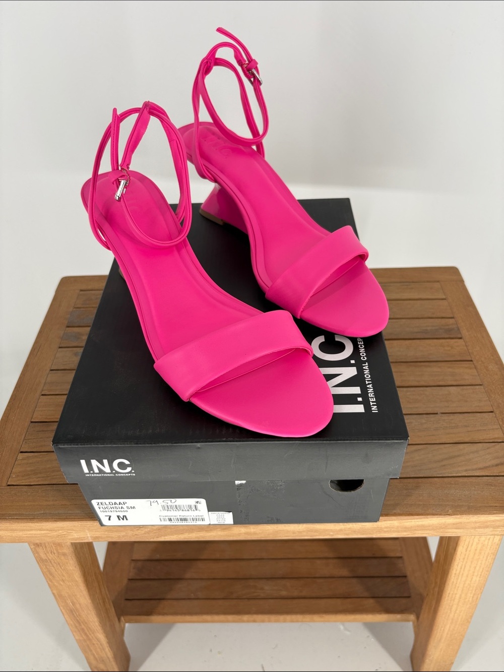 New women’s INC International Concepts Hot Pink Ankle-Strap Sandals size 7 M